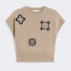 Pull court en laine et cachemire, couleur sable Pull court en laine et cachemire, couleur sable