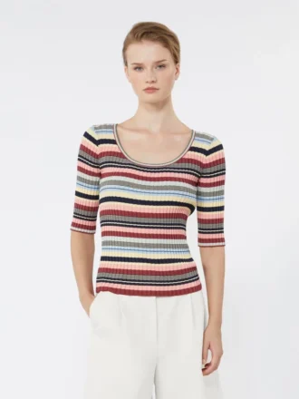 Pull côtelé en fil de viscose extensible, multicolore