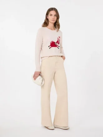 Pull en cachemire avec détails incrustés, couleur sable