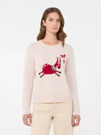 Pull en cachemire avec détails incrustés, couleur sable