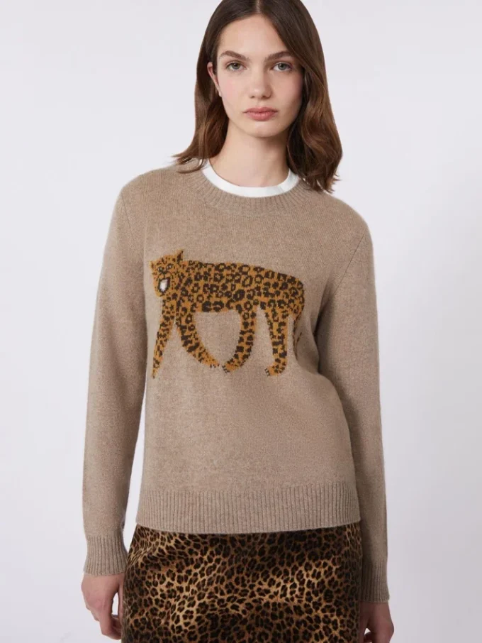 Pull en cachemire avec incrustations, couleur tourterelle Pull en cachemire avec incrustations, couleur tourterelle
