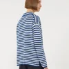 Pull en cachemire côtelé, blanc et bleu Pull en cachemire côtelé, blanc et bleu