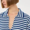 Pull en cachemire côtelé, blanc et bleu Pull en cachemire côtelé, blanc et bleu