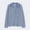 Pull en cachemire côtelé, blanc et bleu Pull en cachemire côtelé, blanc et bleu