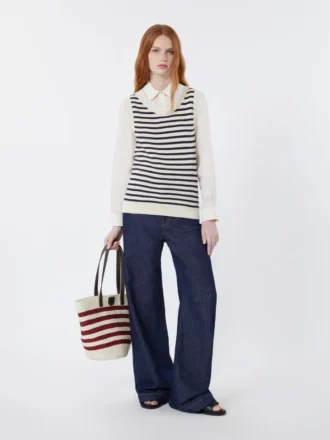 Pull en coton côtelé, bleu marine