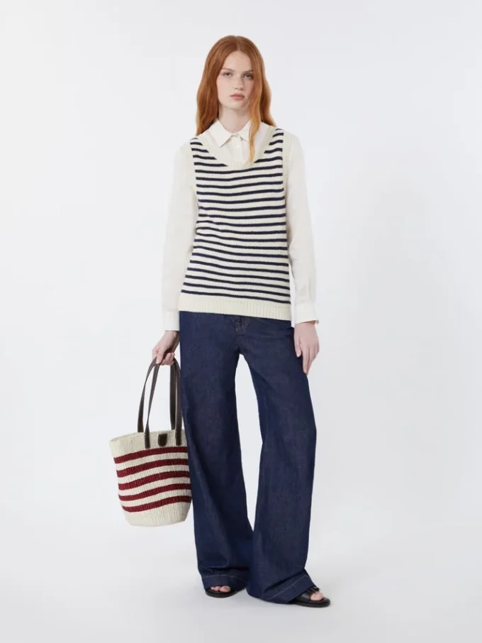 Pull en coton côtelé, bleu marine Pull en coton côtelé, bleu marine