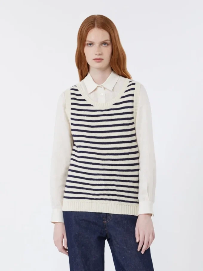 Pull en coton côtelé, bleu marine Pull en coton côtelé, bleu marine