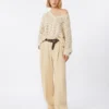 Pull en coton et paillettes, beige