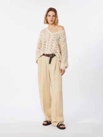Pull en coton et paillettes, beige