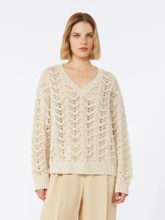 Pull en coton et paillettes, beige