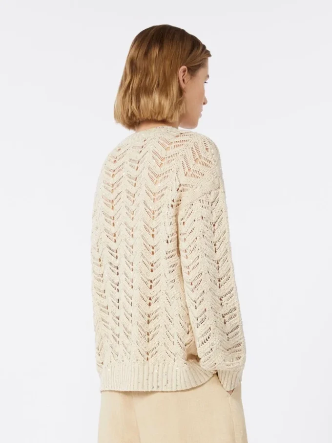 Pull en coton et paillettes, beige