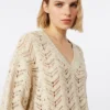 Pull en coton et paillettes, beige