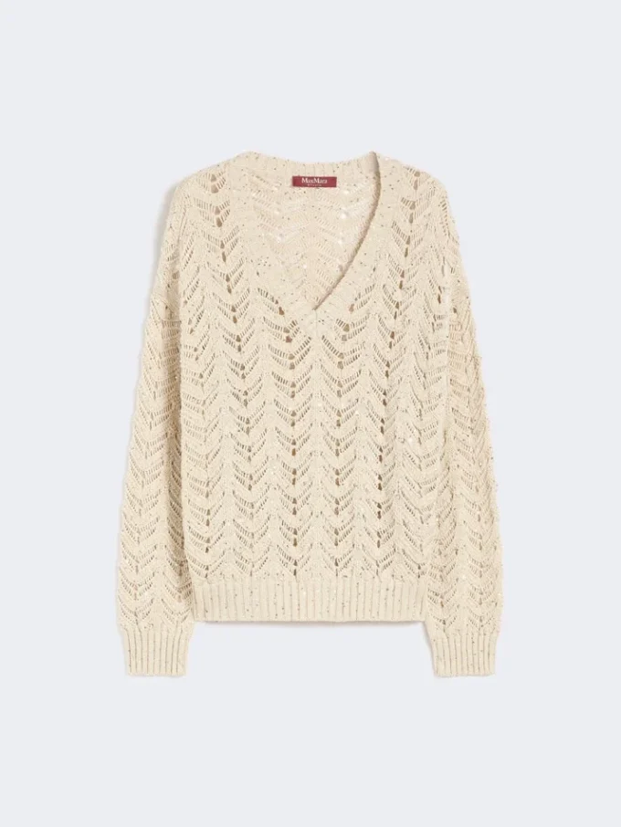 Pull en coton et paillettes, beige