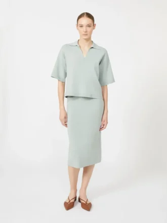 Robe fourreau en fil de viscose stretch, vert sauge