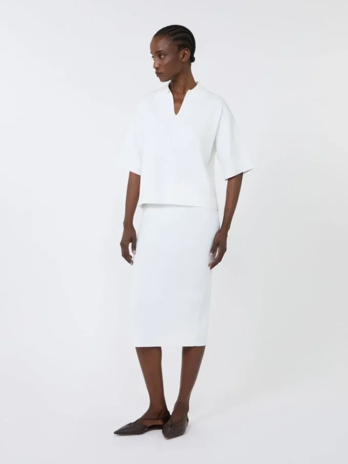 Robe fourreau en fil de viscose stretch, blanc optique Robe fourreau en fil de viscose stretch, blanc optique
