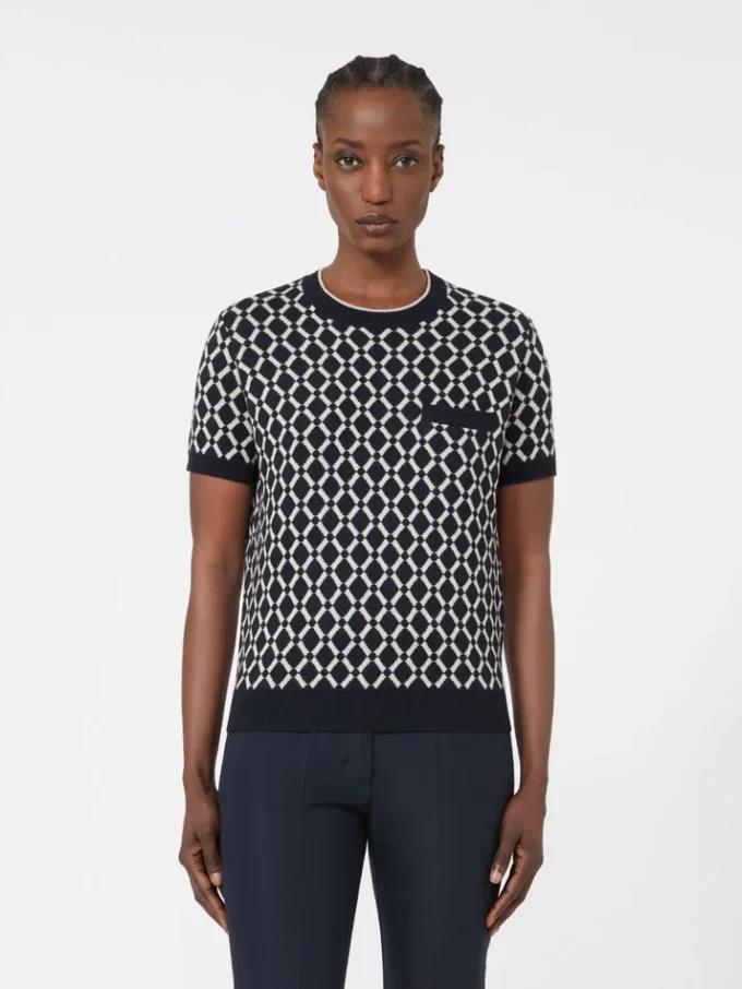 Pull en jacquard de laine, bleu outremer Pull en jacquard de laine, bleu outremer