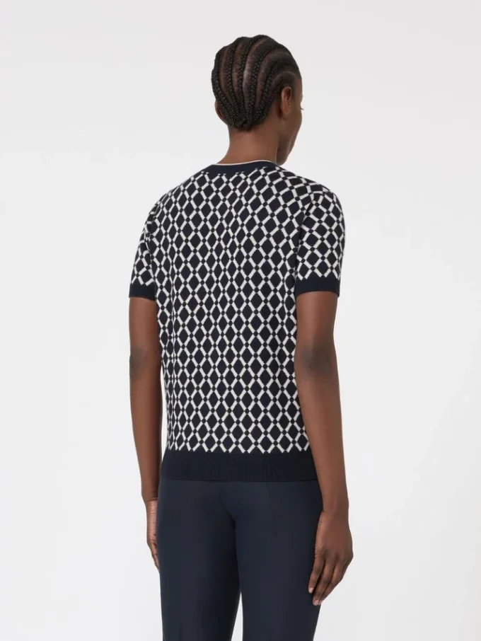 Pull en jacquard de laine, bleu outremer Pull en jacquard de laine, bleu outremer