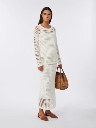 Jupe en coton ajouré, blanc optique