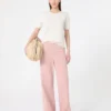 Pantalon large en coton drill, rose Pantalon large en coton drill, rose