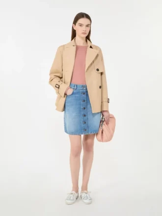 Trench-coat court en gabardine déperlante, beige