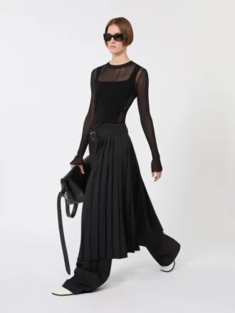Pull en viscose à effet trompe-l&rsquo;œil, noir