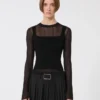 Pull en viscose à effet trompe-l’œil, noir Pull en viscose à effet trompe-l’œil, noir