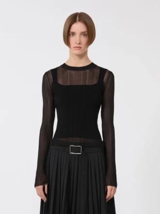 Pull en viscose à effet trompe-l&rsquo;œil, noir