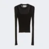 Pull en viscose à effet trompe-l’œil, noir Pull en viscose à effet trompe-l’œil, noir