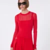 Pull en viscose à effet trompe-l’œil, rouge Pull en viscose à effet trompe-l’œil, rouge