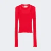 Pull en viscose à effet trompe-l’œil, rouge Pull en viscose à effet trompe-l’œil, rouge