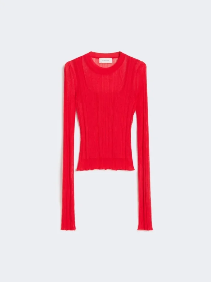 Pull en viscose à effet trompe-l’œil, rouge Pull en viscose à effet trompe-l’œil, rouge