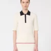 Pull en viscose stretch, blanc et bleu Pull en viscose stretch, blanc et bleu