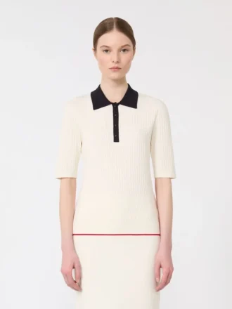 Pull en viscose stretch, blanc et bleu