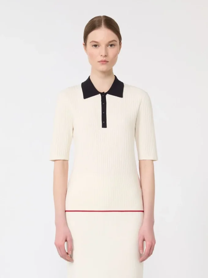 Pull en viscose stretch, blanc et bleu Pull en viscose stretch, blanc et bleu