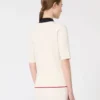 Pull en viscose stretch, blanc et bleu Pull en viscose stretch, blanc et bleu