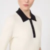 Pull en viscose stretch, blanc et bleu Pull en viscose stretch, blanc et bleu