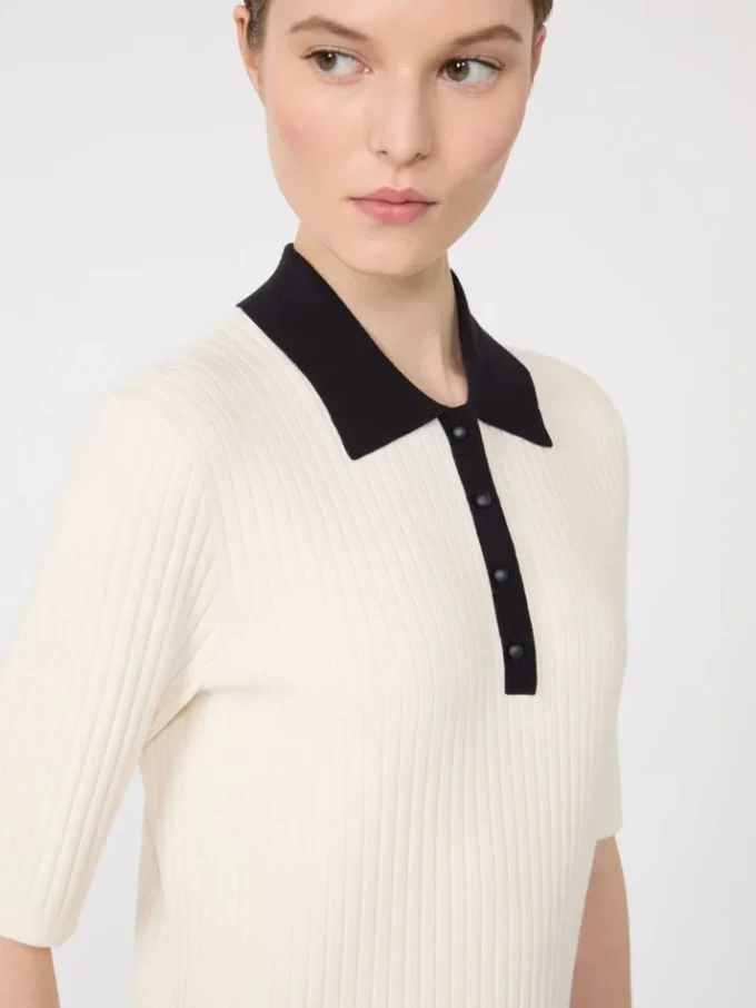 Pull en viscose stretch, blanc et bleu Pull en viscose stretch, blanc et bleu