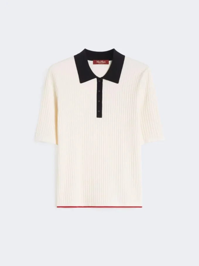 Pull en viscose stretch, blanc et bleu Pull en viscose stretch, blanc et bleu