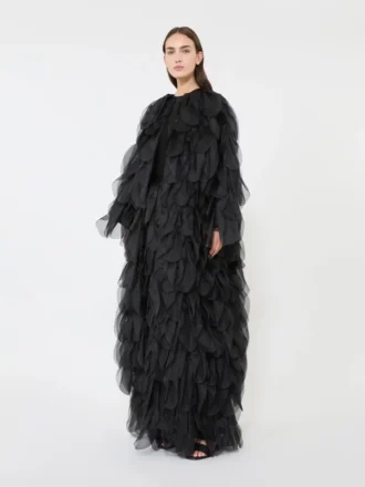 pull en viscose stretch noir 1 330x440 - Jupe longue &agrave; p&eacute;tales en organza de soie, noir