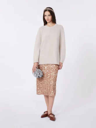 Jupe en tulle et paillettes, couleur nude