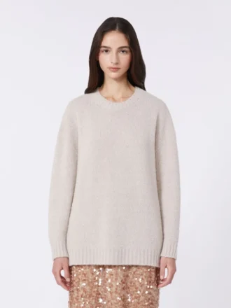 Pull oversize en alpaga et coton, couleur sable