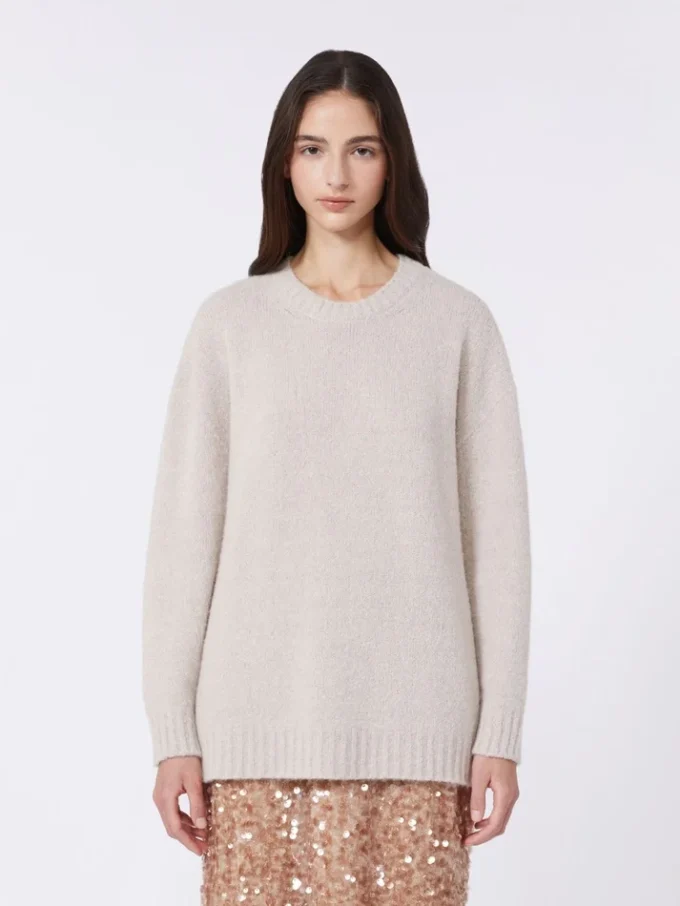 Pull oversize en alpaga et coton, couleur sable Pull oversize en alpaga et coton, couleur sable