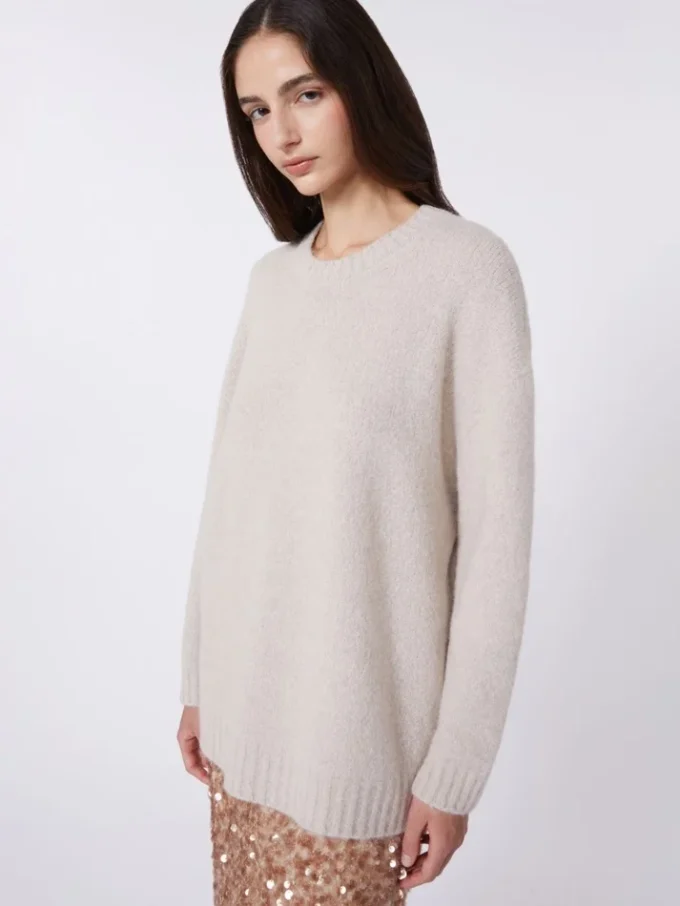 Pull oversize en alpaga et coton, couleur sable Pull oversize en alpaga et coton, couleur sable