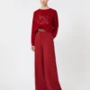 Pantalon en jersey ajusté, rouge foncé Pantalon en jersey ajusté, rouge foncé