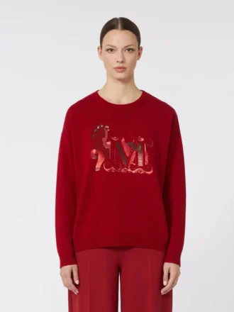 Pull oversize en laine et cachemire, rouge foncé