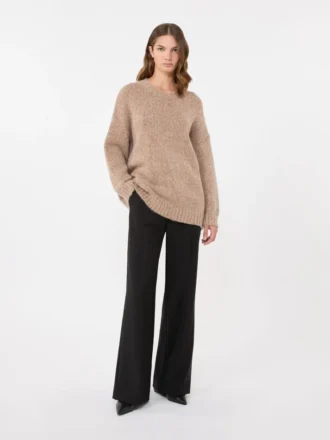Pantalon palazzo en laine, noir