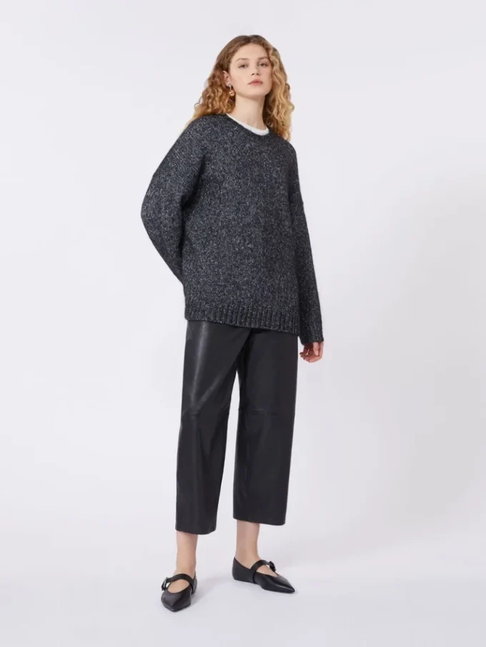 Pull oversize en mohair et lurex, gris foncé Pull oversize en mohair et lurex, gris foncé