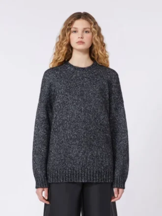 Pull oversize en mohair et lurex, gris foncé