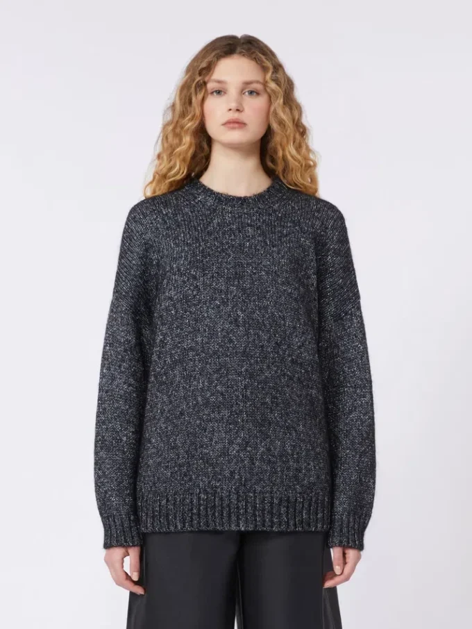 Pull oversize en mohair et lurex, gris foncé Pull oversize en mohair et lurex, gris foncé