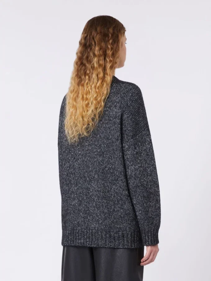 Pull oversize en mohair et lurex, gris foncé Pull oversize en mohair et lurex, gris foncé